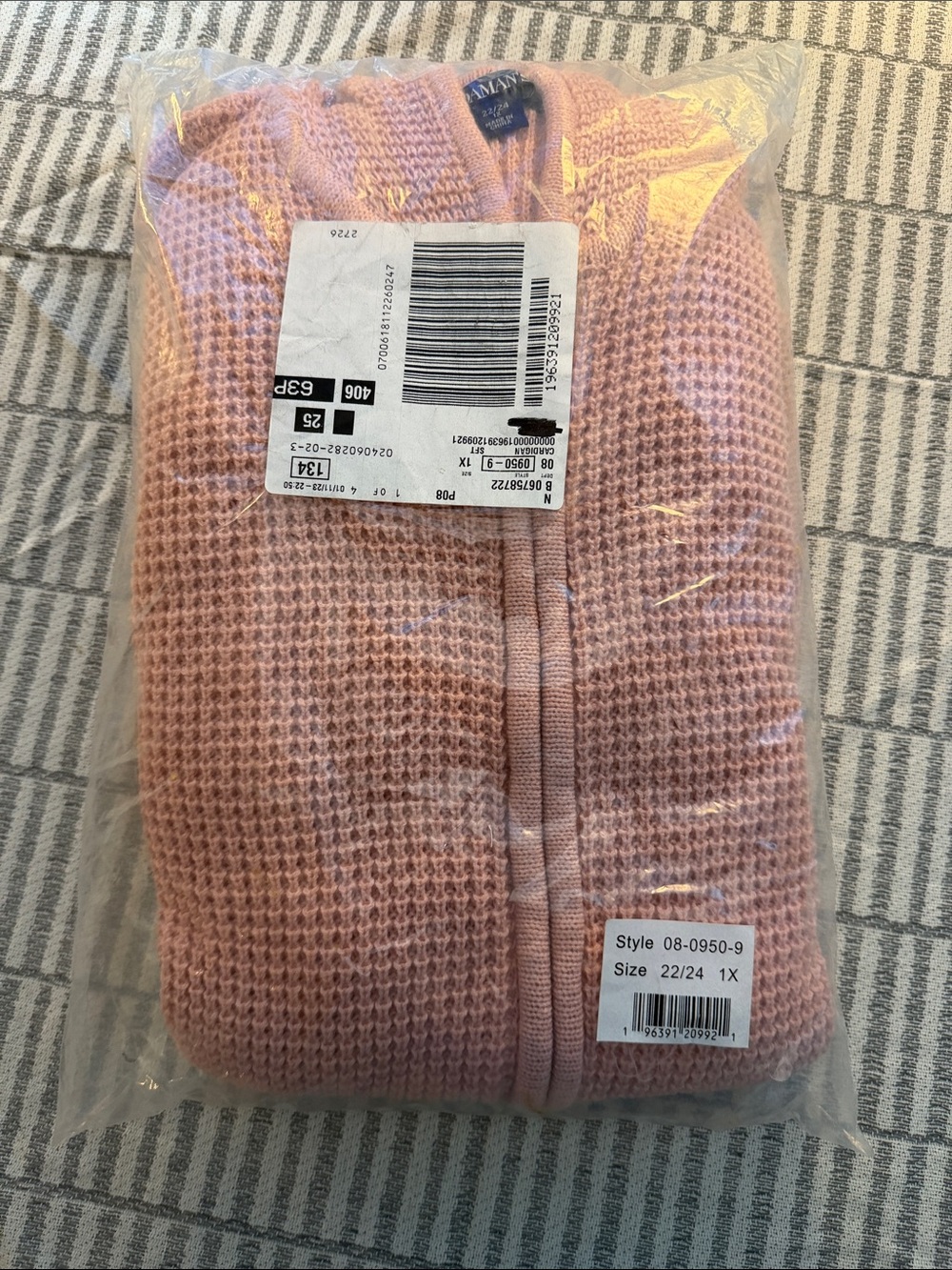 Roaman's Dusty Pink Waffle-Knit Cardigan Size 1x